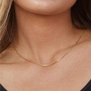 18K Gold Over Sterling Silver .8mm Thin Italian Box Chain Necklace 20”